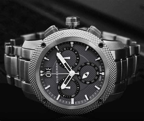 burberry bu9800 watch utilitarian mens|Burberry Utilitarian Chronograph Black Dial Silver Steel Strap .